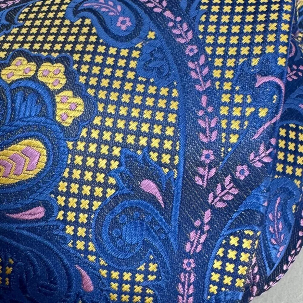 Imani Uomo Paisley Blue and Gold Men's Silk Tie Pattern Classic Designer Necktie